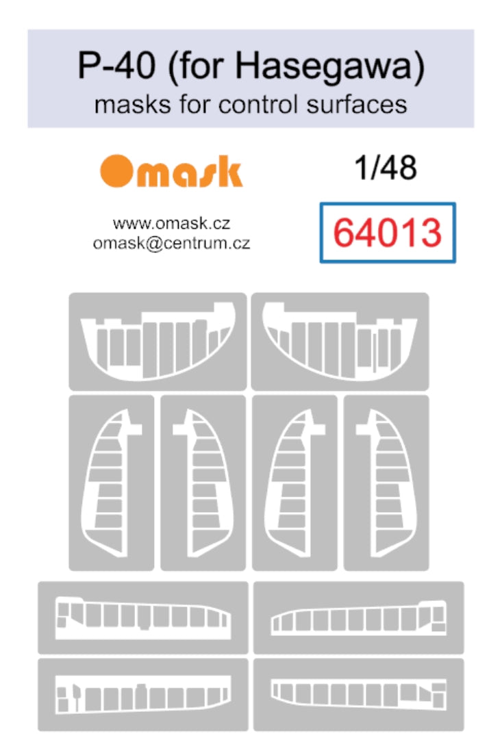 Omask 64013 1/48 P-40 Masks for Control Surfaces  (for Hasegawa) 1/48