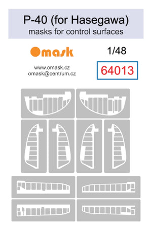 Omask 64013 1/48 P-40 Masks for Control Surfaces  (for Hasegawa) 1/48