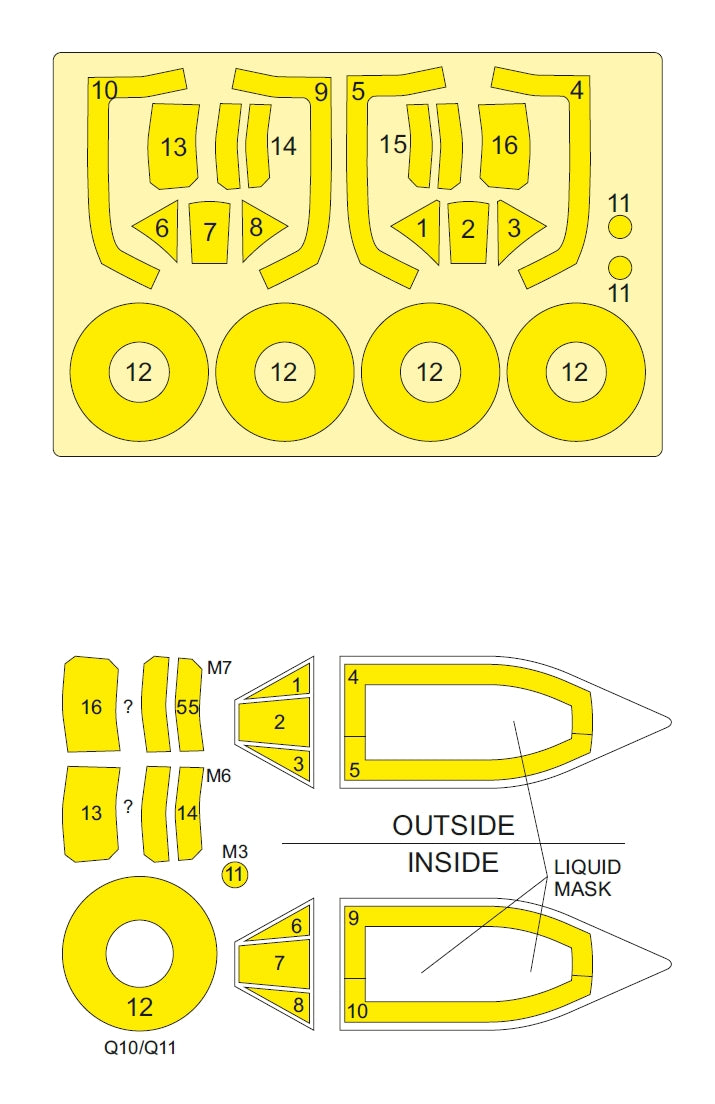 Omask 54093 1/48 Hawker Typhoon Mk. I Tear Drop Canopy Mask (for Hasegawa / Hobby 2000) 1/48 – obrázek 2