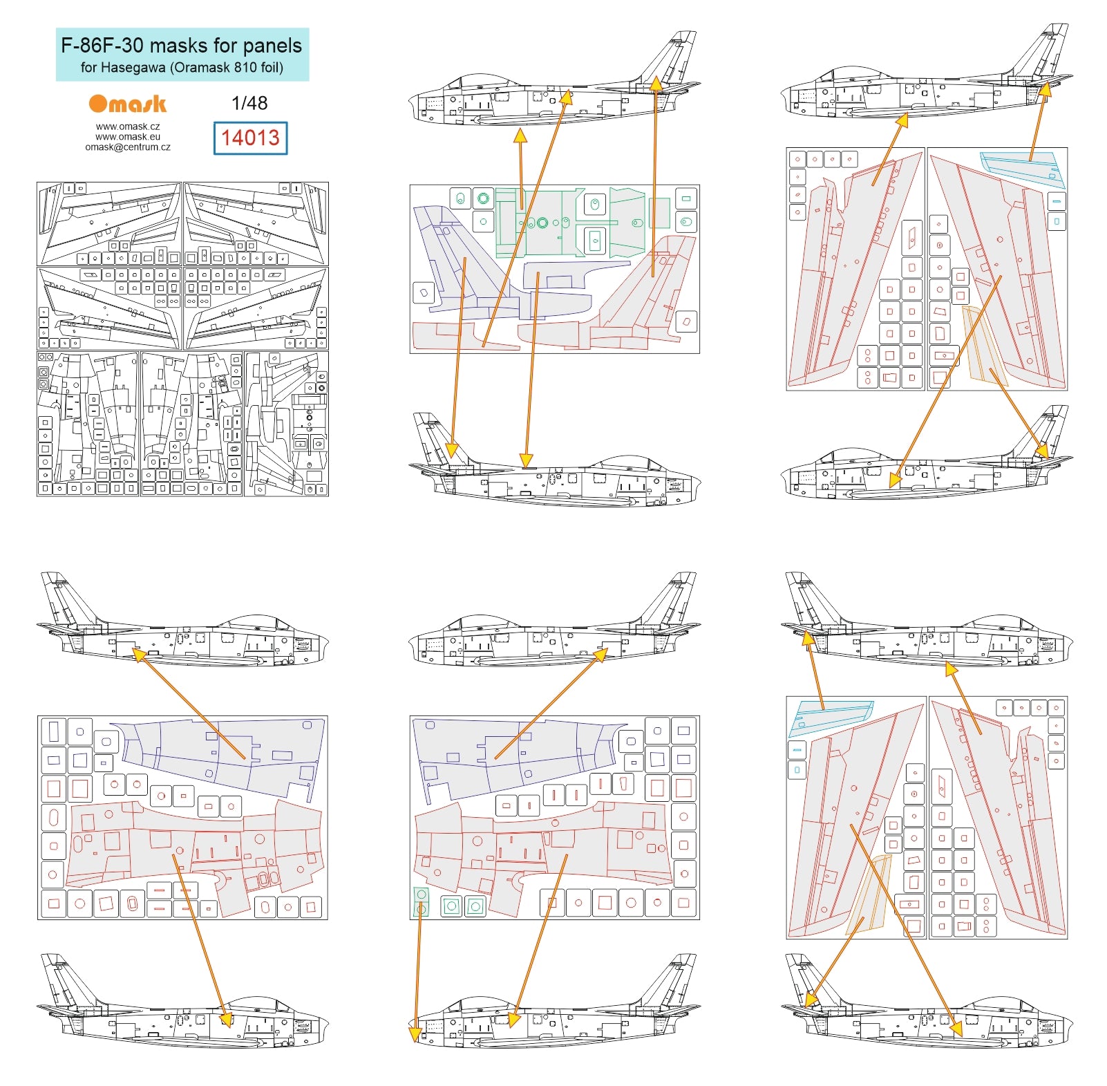 Omask 14013 F-86F-30 masks for panels (Hasegawa) 1/48 – image 2
